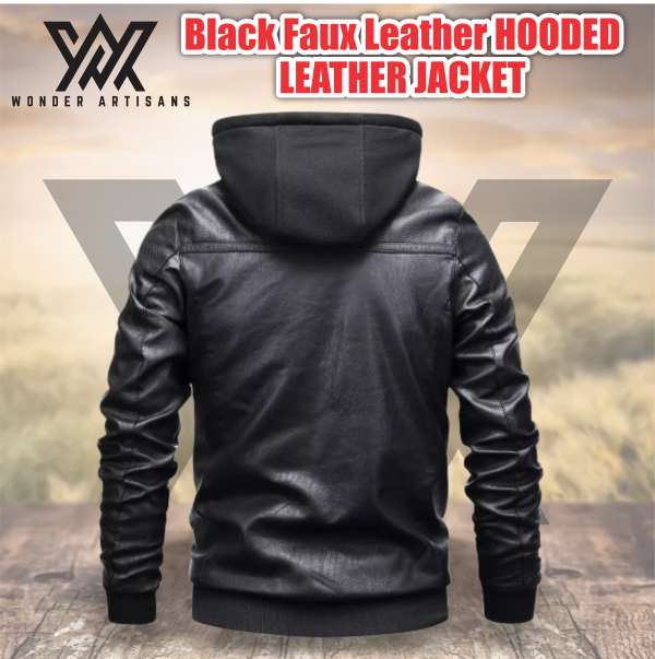 Hooded Leather Jacket - Image 2
