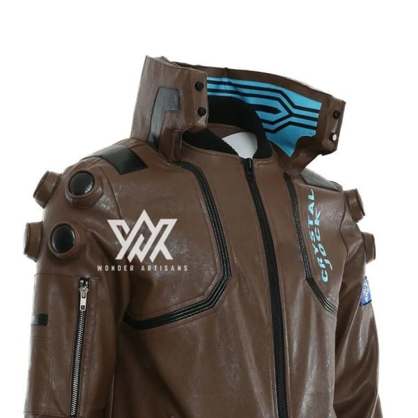 Cyberpunk 2077 Costume V Jacket Cosplay Brown Bomber Leather Jacket - Screen Authentic Costume - Image 4