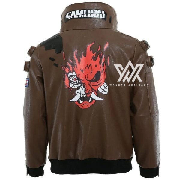 Cyberpunk 2077 Costume V Jacket Cosplay Brown Bomber Leather Jacket - Screen Authentic Costume - Image 3