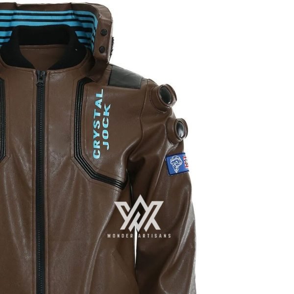 Cyberpunk 2077 Costume V Jacket Cosplay Brown Bomber Leather Jacket - Screen Authentic Costume - Image 5