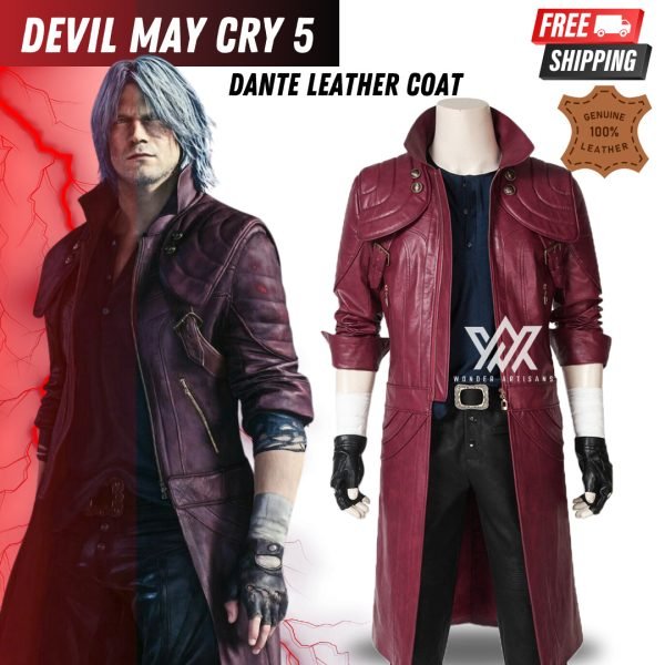 Devil May Cry 5 Costume Dante Cosplay Leather Coat