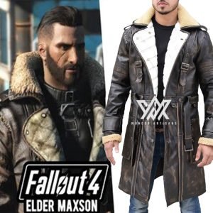 Elder Arthur Maxson Coat Cosplay Fallout 4 Costume Leather Coat