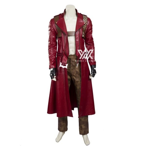 Devil May Cry 3 Dante Cosplay Costume Red Leather Coat with Gun Holster Gaming Outfits - Screen Authentic Costume - Image 2