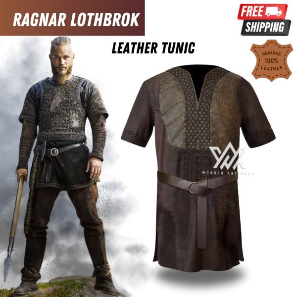 Ragnar Costume Jacket Vikings Ragnar Lothbrok Cosplay Leather Tunic |  Authentic Leather Cosplay Tunic |Ragnar Lothbrok Leather Tunic