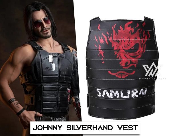 Cyberpunk 2077 Costume Johnny Silverhanad Cosplay Leather Vest - Screen Authentic Costume