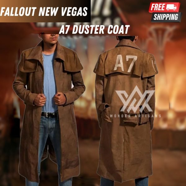Fallout New Vegas A7 Duster NCR Veteran Ranger Costume  Suede Leather Coat New California Republic Coat - Screen Authentic Costume - Image 2