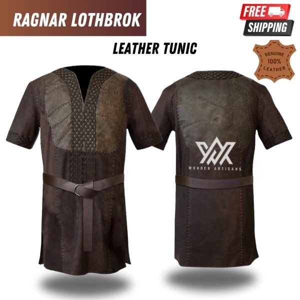Ragnar Costume Jacket Vikings Ragnar Lothbrok Cosplay Leather Tunic |  Authentic Leather Cosplay Tunic |Ragnar Lothbrok Leather Tunic - Image 3